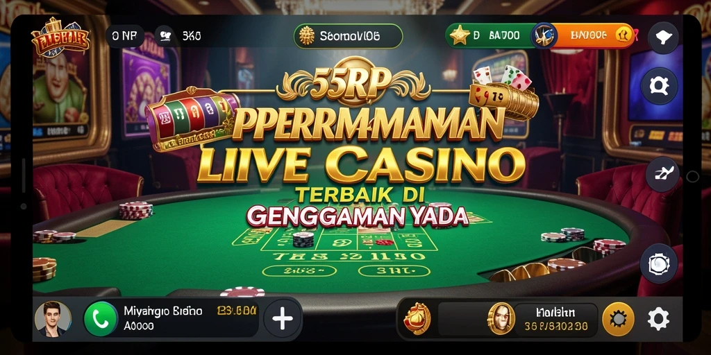 Screenshot gameplay Live Casino menampilkan dealer langsung dan suasana kasino yang menakjubkan.