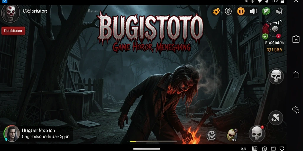 Tangkapan layar gameplay BUGISTOTO dengan suasana horor yang mencekam.