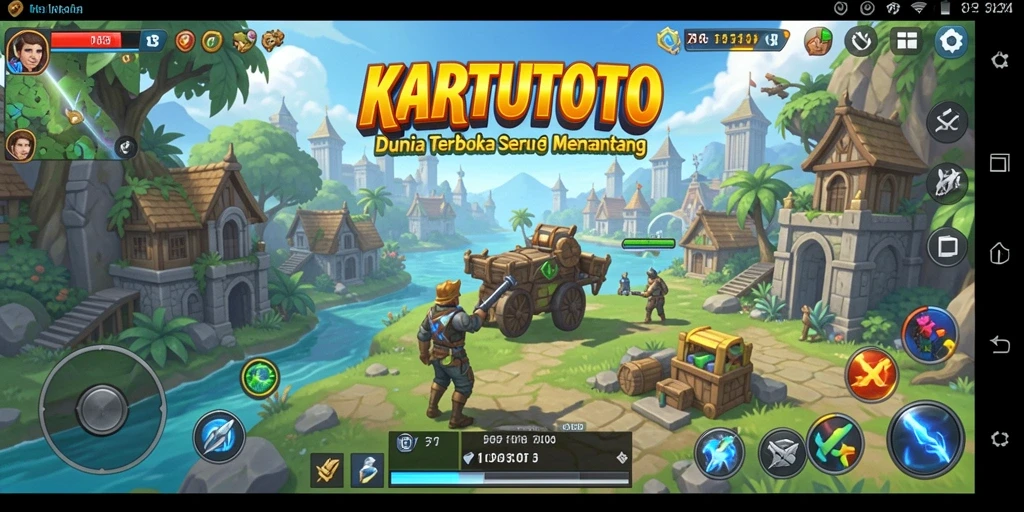 Screenshot menampilkan pemandangan menakjubkan dari dunia Open World KARTUTOTO.