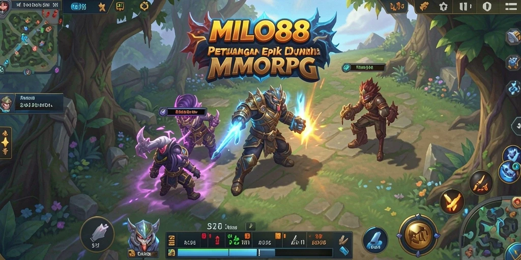 Screenshot gameplay <strong>MILO88</strong> memperlihatkan pertempuran seru di dunia fantasi.