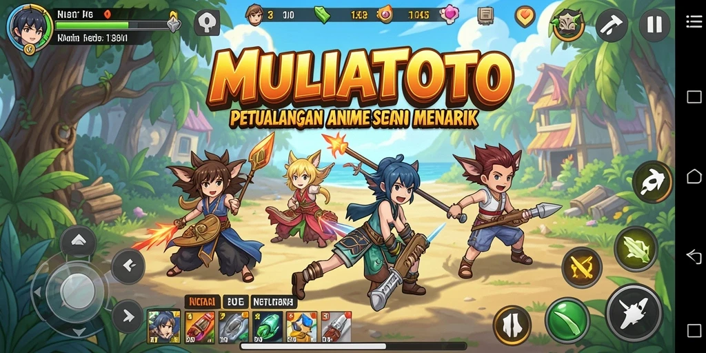 Gameplay seru di MULIATOTO dengan karakter anime unik.