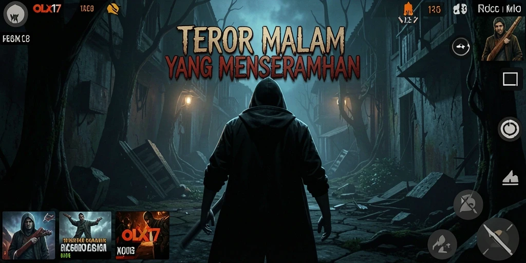 Screenshot menampilkan suasana menakutkan dengan efek suara dramatis.