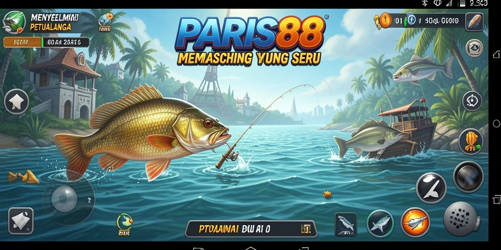 Screenshot yang menunjukkan aksi memancing seru di PARIS88.