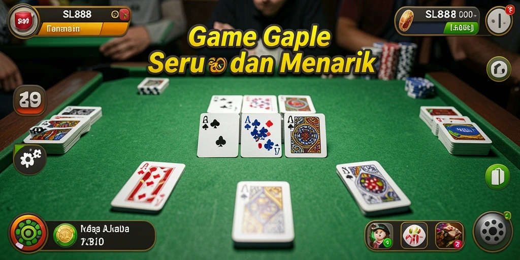 Tampilan menarik dan seru dari gameplay Gaple di SL888.