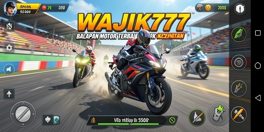 Gameplay WAJIK777 menampilkan balapan motor yang cepat dan mendebarkan.